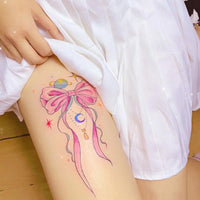 Nirbffo Temporary Tattoo Ribbon Bow Tie Leg Waterproof Arm Hand Temporary Tattoo Stickers Last Long 5Sheets