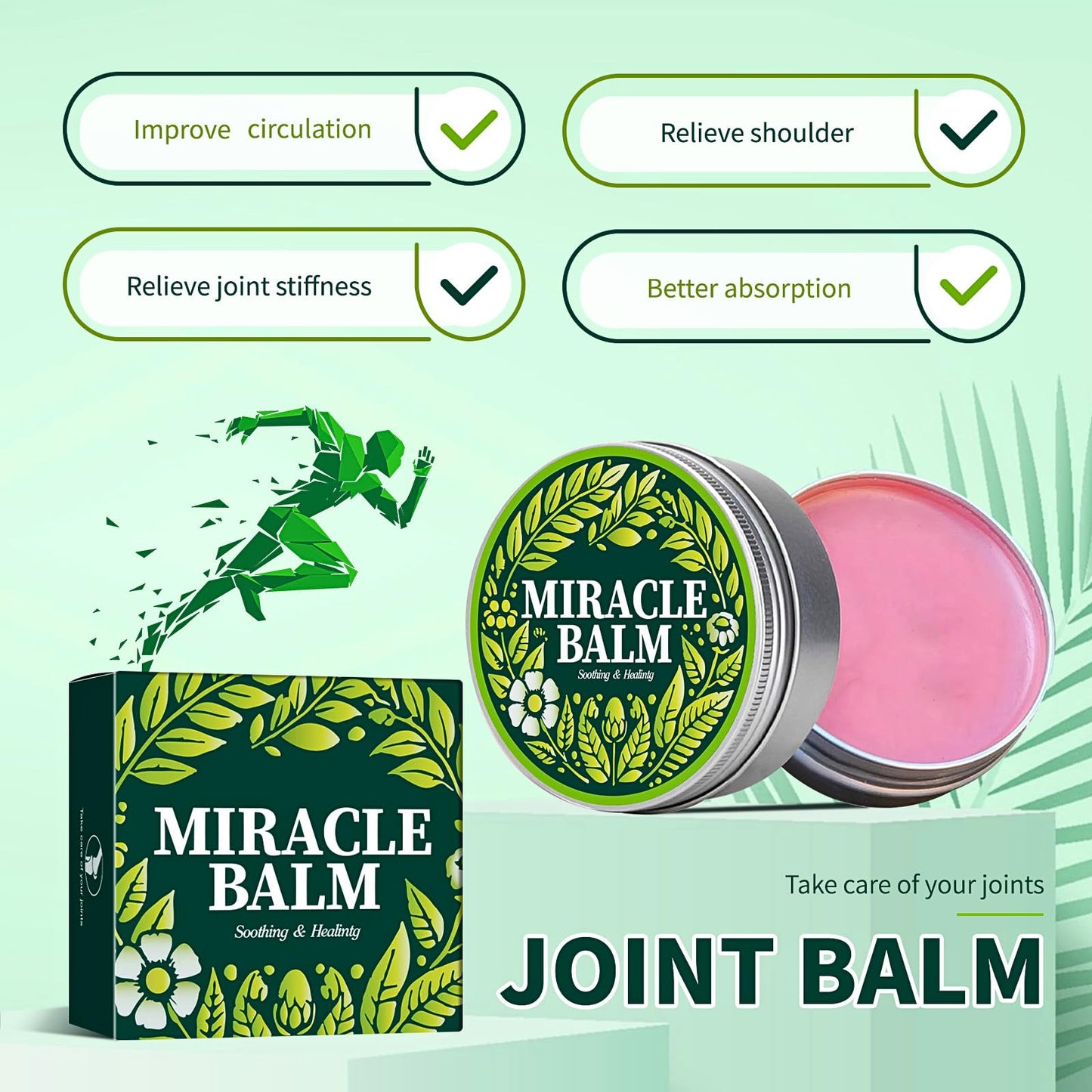 Tongyend Miracle Balm, 50g Miracle Cream, Organic Miracle Balm For Swollen Leg, Soothing Joint Relief Cream For Back, Hand, Feet & Body, Relieve, Relax & Comfortable, Moisturise, Vegan & Natural Formula