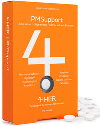 4 HER PMSupport - PMS Supplements for Women - 60 Vegan Tablets - for Premenstrual Support and Hormone Balance for Women - with Digestive Enzymes, Sage Extract, Amla Berry Extract, Saffron Extract