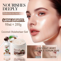 Tongyend Coconut Body Butter & Face Serum Duo | Coconut Moisturiser, 200g Hard Water Shield Body Cream + Face Serum for Dry Skin, Natural Moisturiser Set for Silky Hydration & Nourishing Care