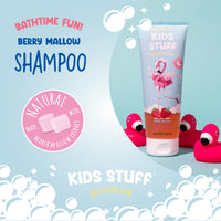 Kids Stuff Berry Mallow Kids Shampoo | Fruity Berry Scent & Playful Squeezy Tube Format | For Soft & Detangled Hair | With Nourishing Natural Marshmallow Extract | Dermatologically Tested | 250ml