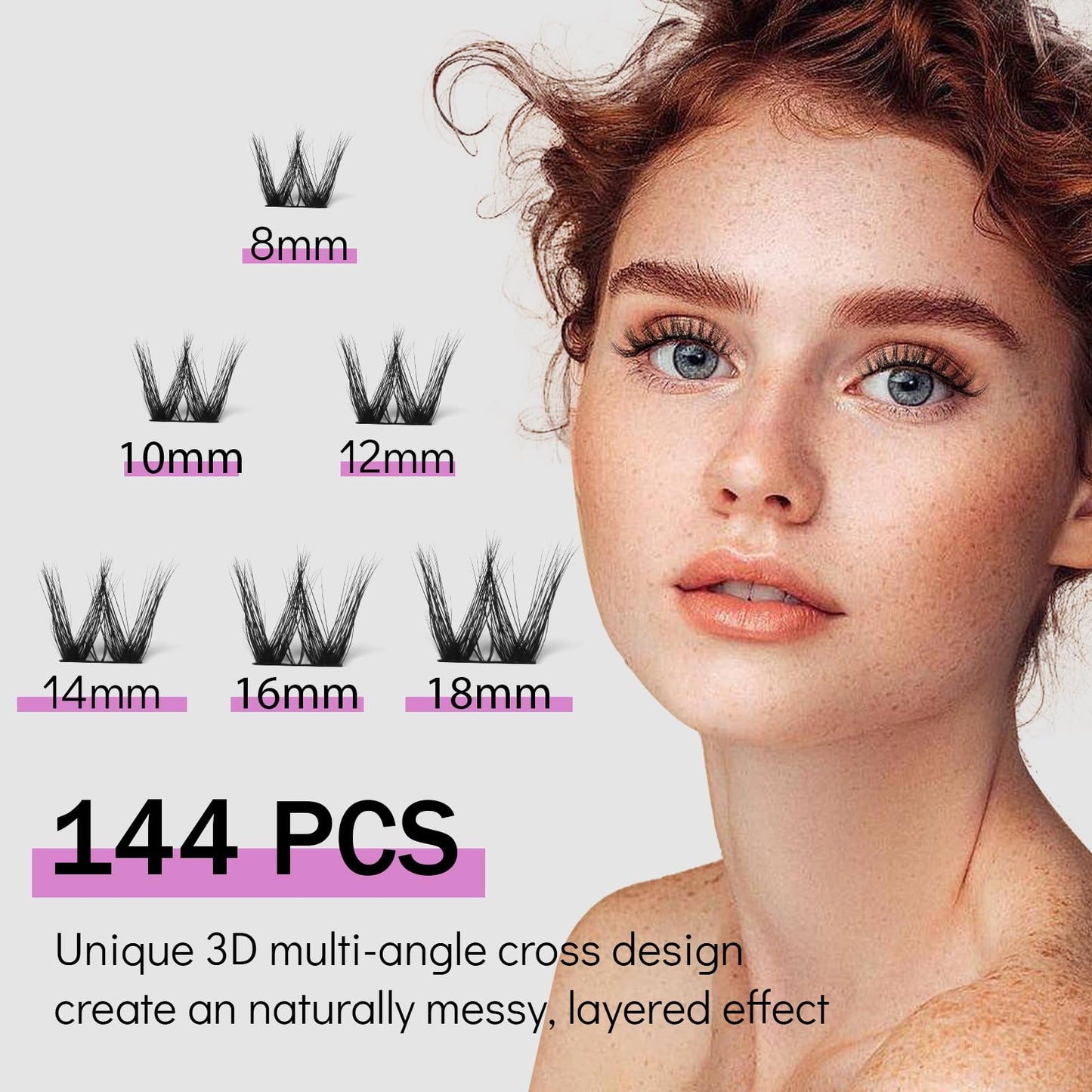 Mayhug MayHug Cluster Lashes 3D Wispy Cluster Lashes Kit Waterproof Lash Clusters 8-18MM C Curl Lashes Cluster 144Pcs Individual Eyelashes Kit with Remover, Bond and Seal (Prism, 4 In 1)