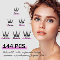 Mayhug MayHug Cluster Lashes 3D Wispy Cluster Lashes Kit Waterproof Lash Clusters 8-18MM C Curl Lashes Cluster 144Pcs Individual Eyelashes Kit with Remover, Bond and Seal (Prism, 4 In 1)
