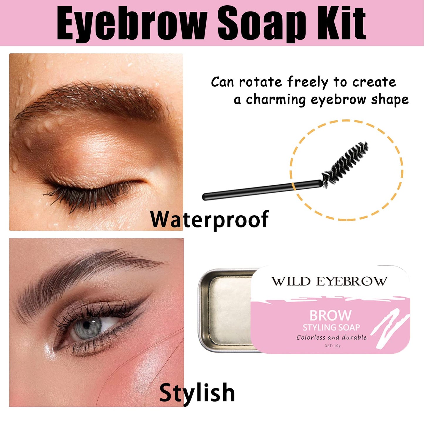DMQ Eyebrow Soap Kit,Brow Gel,Waterproof Eyebrow Wax,Eyebrow Kit,Brow Gel,Eye Brow Gel Clear,Brows Styling Soap,Long Lasting Brow Pomade,Eyebrow Filler,Eyebrows Styling Wax for Natural Looking Brows