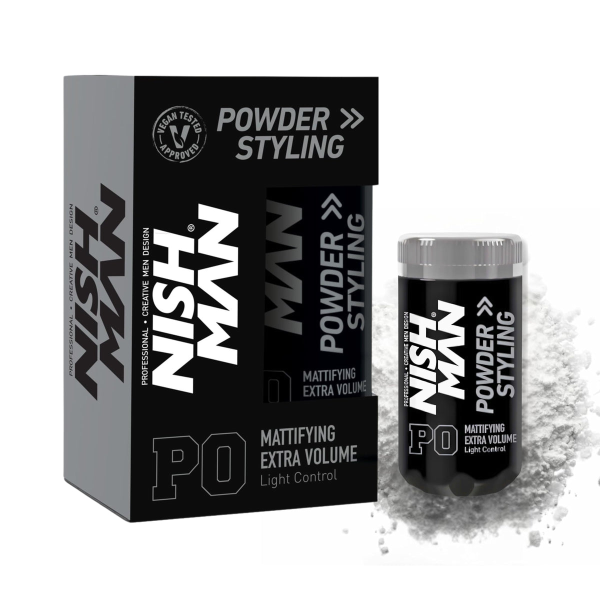 nishman NISHMAN Hair Volume Powder, 20 gr | Light Control | Natural Matte Look | Hair Styling Powder Men | Hair Texture Powder Wax | Texturising, Volumising Hair Powder Men (P0 Extra Volume)