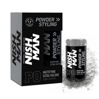 nishman NISHMAN Hair Volume Powder, 20 gr | Light Control | Natural Matte Look | Hair Styling Powder Men | Hair Texture Powder Wax | Texturising, Volumising Hair Powder Men (P0 Extra Volume)