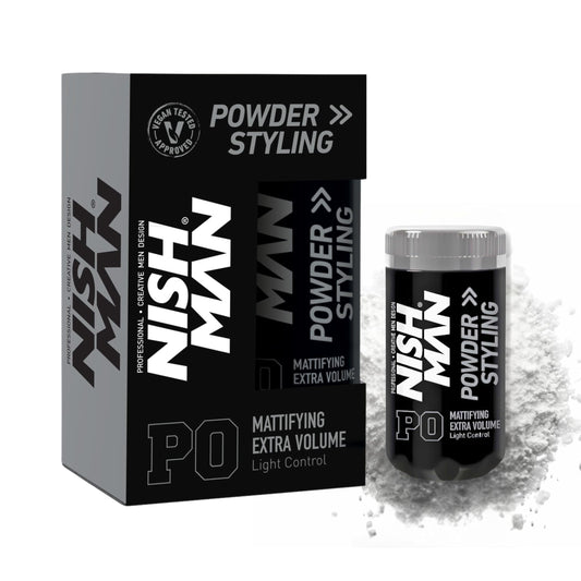 nishman NISHMAN Hair Volume Powder, 20 gr | Light Control | Natural Matte Look | Hair Styling Powder Men | Hair Texture Powder Wax | Texturising, Volumising Hair Powder Men (P0 Extra Volume)