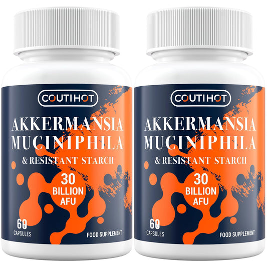 Coutihot Akkermansia Probiotic 30 Billion AFU, Probiotics for Gut Health, Akkermansia Muciniphila & Resistant Starch, Probiotic Supplement for Men & Women, Supports Digestive and Gut Lining, 120 Capsules