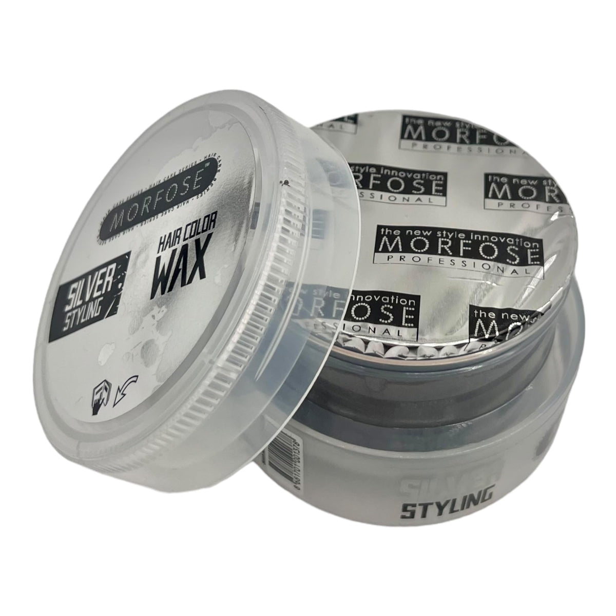MORFOSE Hair Colour Wax, silver, 100 ml,Temporary Hair Dye Wash In Wash Out, Coloured Hair Wax Kids Instant Styling, Hair Colour Pomade Washable for Men, Women, Party, Cosplay (100 ml, Silver)