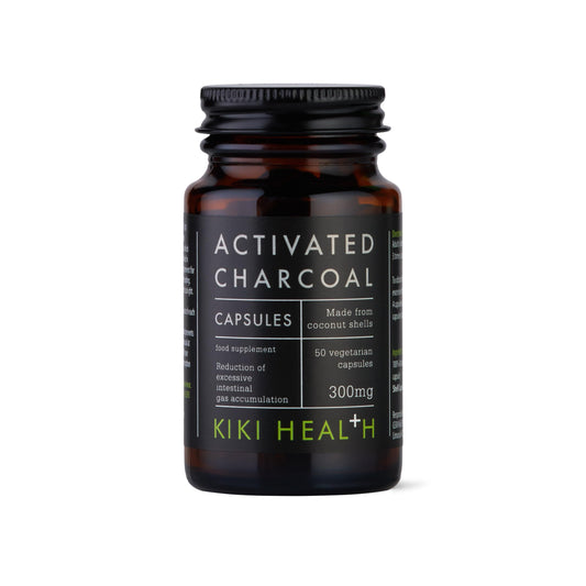 KIKI HEALTH KIKI Health - Activated Charcoal 300mg - Made from 100% Pure Coconut Shells - Contributes to Reducing Excessive Flatulence After Eating - Natural Teeth Whitener - 50 Capsules
