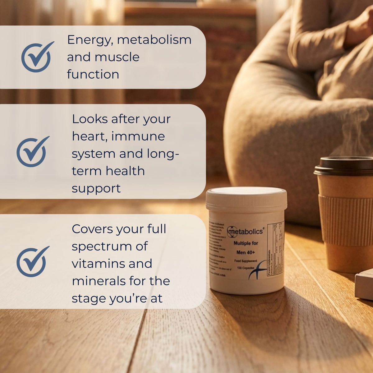 Metabolics Multiple for Men 40+ Multivitamin Supplement for Men Over 40- Containing Over 30 Active Ingredients- Made in The UK