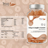 Troo Health Care Collagen Complex - 90 Natural Pineapple Flavour Chewable Gummies - One Per Day Hydrolysed Collagen with Biotin, Vitamin C and Selenium - Three Months Supply – Healthy Skin and Hair for Men and Women