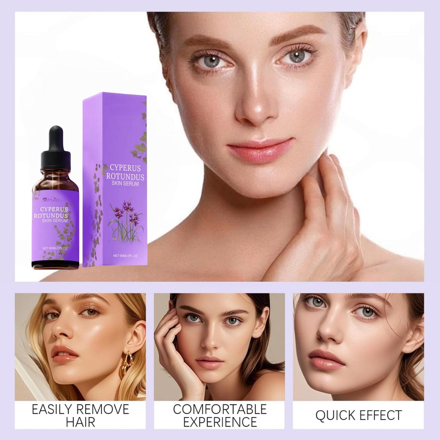 ShunJian Cyperus Rotundus Oil for Hair Removal,Organic Cyperus Rotundus Oil to Minimize Regrowth,Cyperus Rotundus Skin Serum,Ingrown Hair Treatment,Hair Growth Inhibitor,Daily Moisturizing & Soothing Care