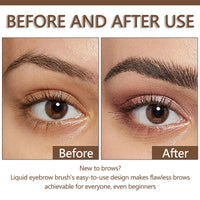 Angled Brow Brush & Dip – Waterproof, Smudge-Proof Liquid Eyebrow Pen For Hair-Like Strokes & Natural Brows – Shade #02 Auburn