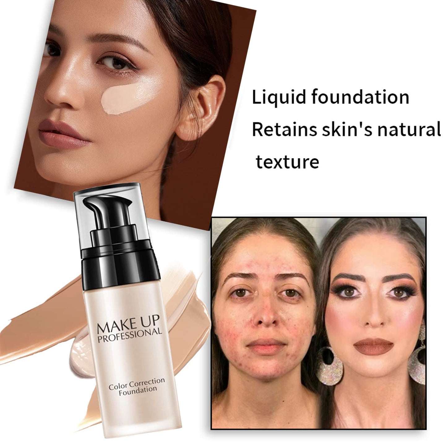 EONFAVE Colour Changing Foundation - Liquid Foundation - Foundation Full Coverage - Long Lasting Smooth Foundation - Liquid Foundation Hydrating Lightweight - Foundation for Mature Skin