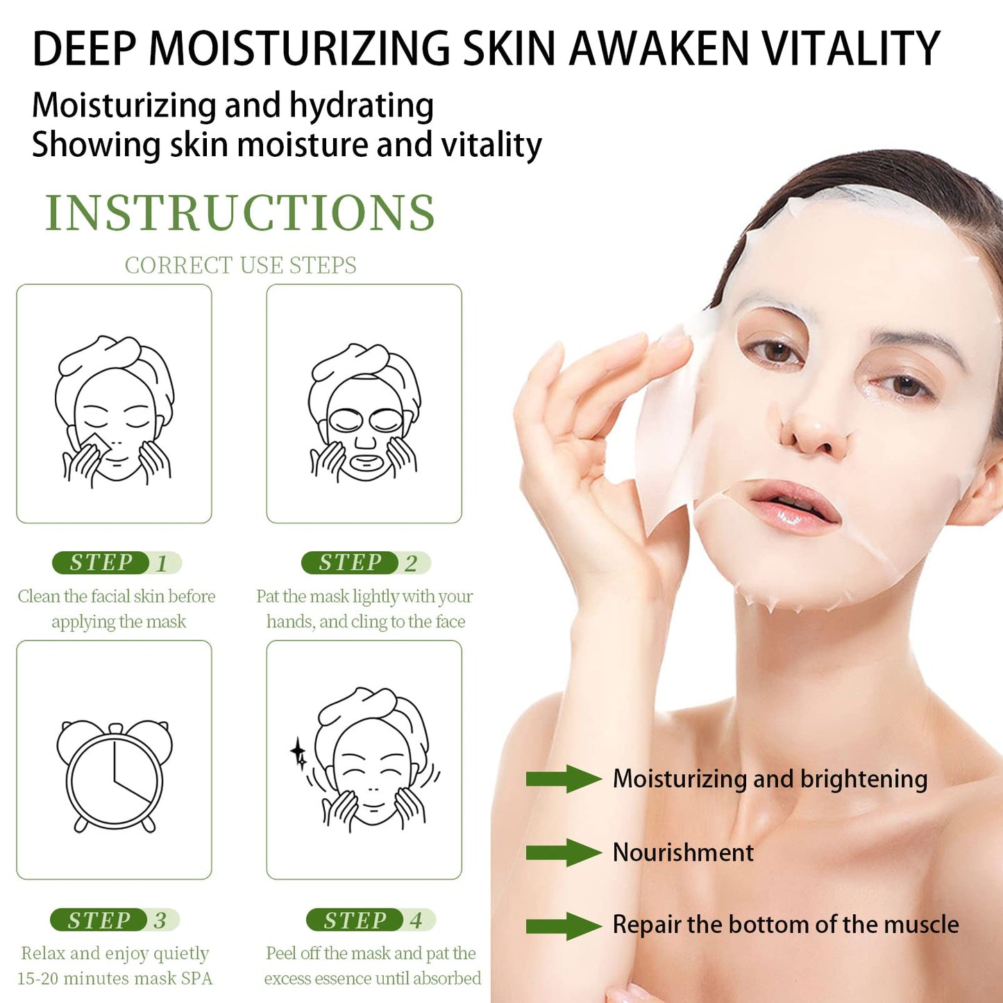 DMQ Hydrating Face Mask,Hydrating Moisturising Face Sheet Masks Nourishing Improves Skin Face Care,Face Mask Set for Dehydrated, Dull and Tired Skin,Pack of 5 Sheet Masks (5PCS-A)