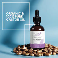 Eva Naturals Organic Castor Oil for Eyelashes, Eyebrows & Hair Growth - Cold Pressed Hexane Free - 100% Pure Oil for Skin Nails Lashes - Nourishes & Strengthens - Includes Mascara Kit & Brushes, 60ml