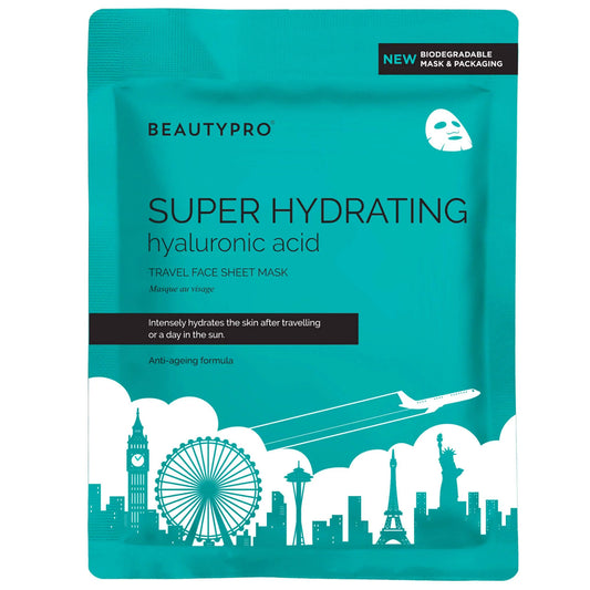 BeautyPro BEAUTYPRO SUPER HYDRATING Face Mask Hyaluronic Acid Bamboo Sheet Natural Moisturising Korean Skincare Brightens Tones Nourishes Combats Dry skin Multi Award Winning Brand