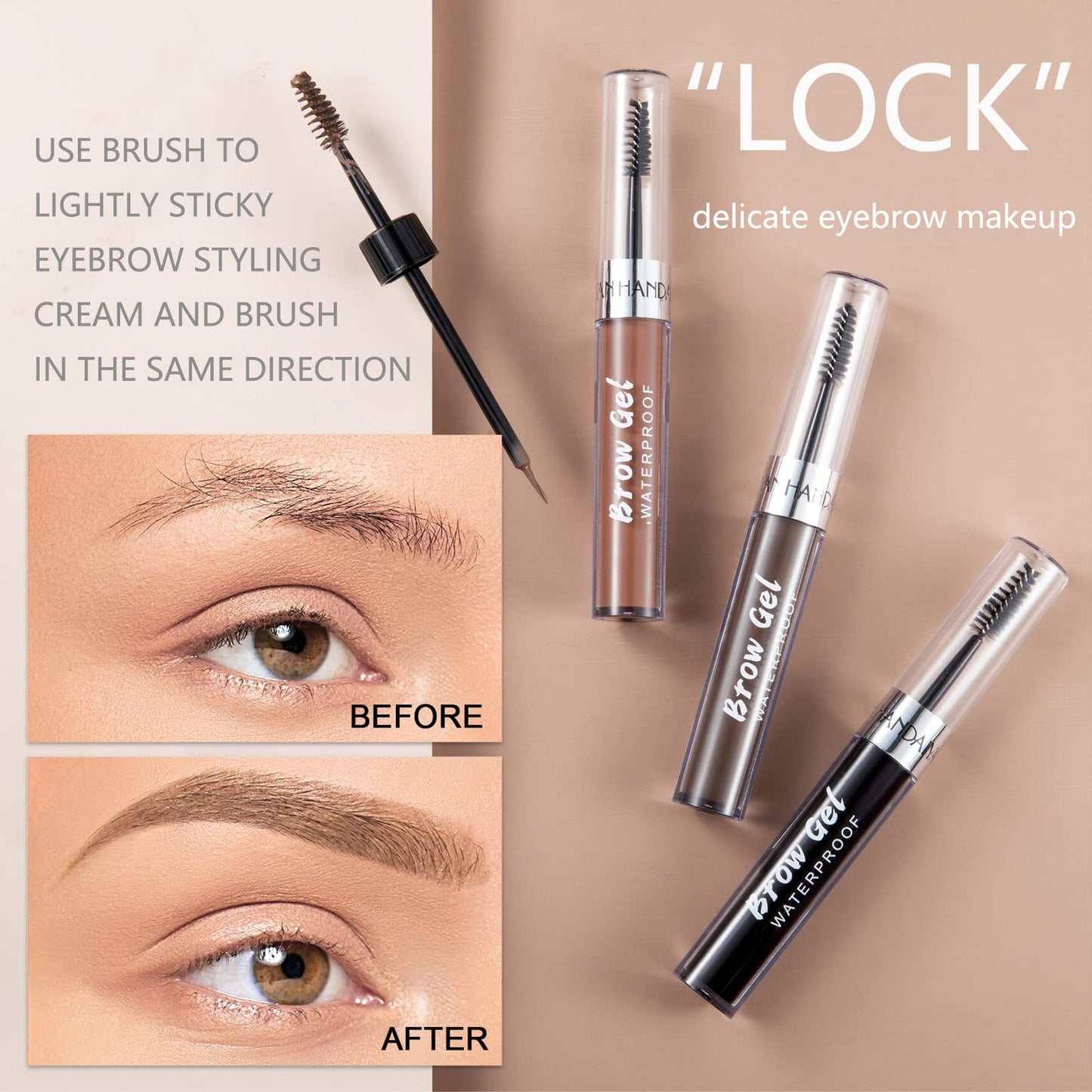 GEEWHILE Eyebrow Gel Dark Brown Brow Gel, Eyebrow Tint Kit Dye Brow Pomade, Long-Lasting Waterproof Eye Brow Pigment with Brush (#2 Cool Blonde)