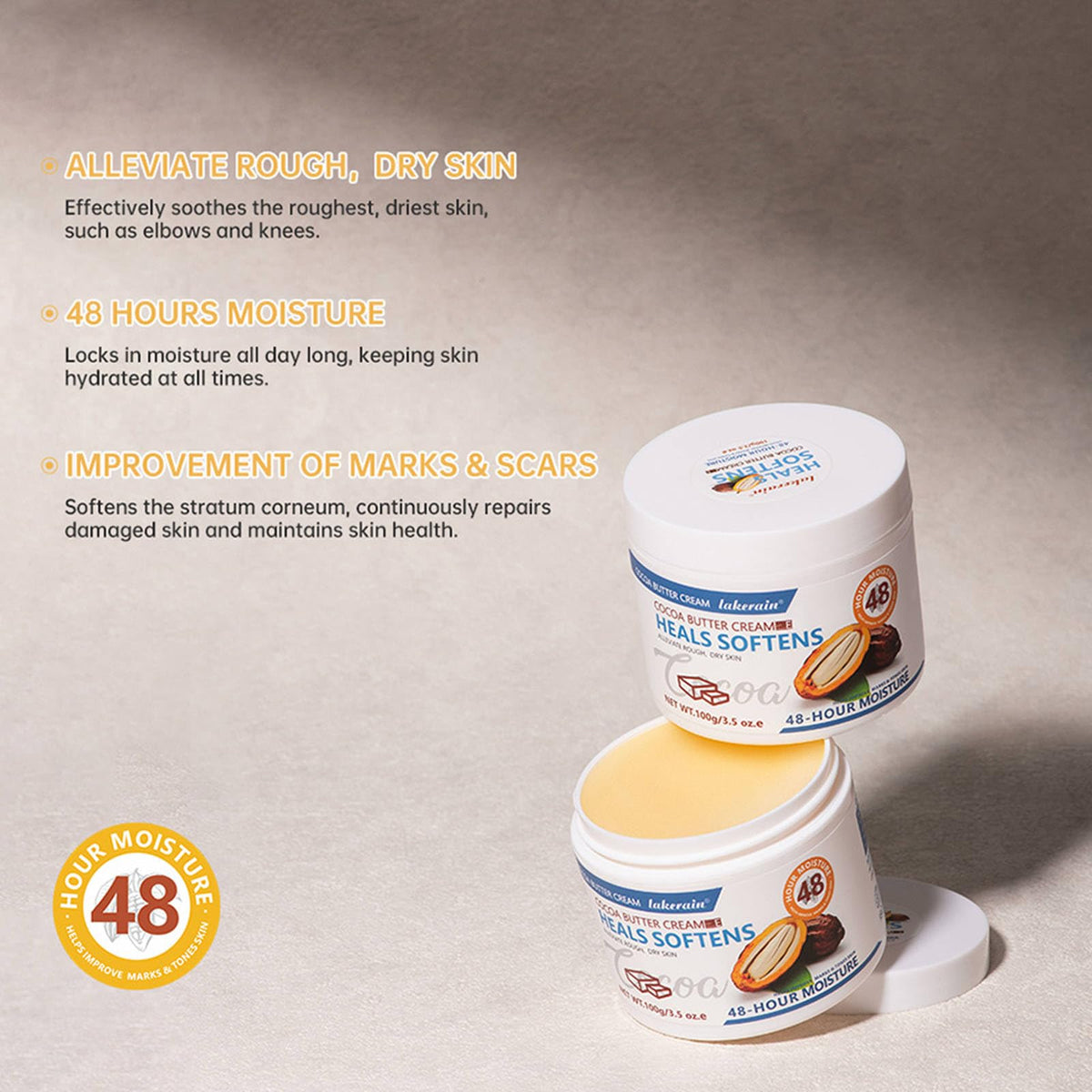 QIEEUMIN Cocoa Butter Cream for Body & Face Multi-Purpose Solid Cream Nourishes and Softens The Skin Smoothes Marks Cocoa Butter Moisturiser 100g