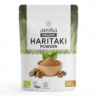 AUSHA Organic Haritaki Powder 200g - Gut Health, Constipation Relief, Immunity, Digestion - Certified Organic by Soil Association - Used in Triphala