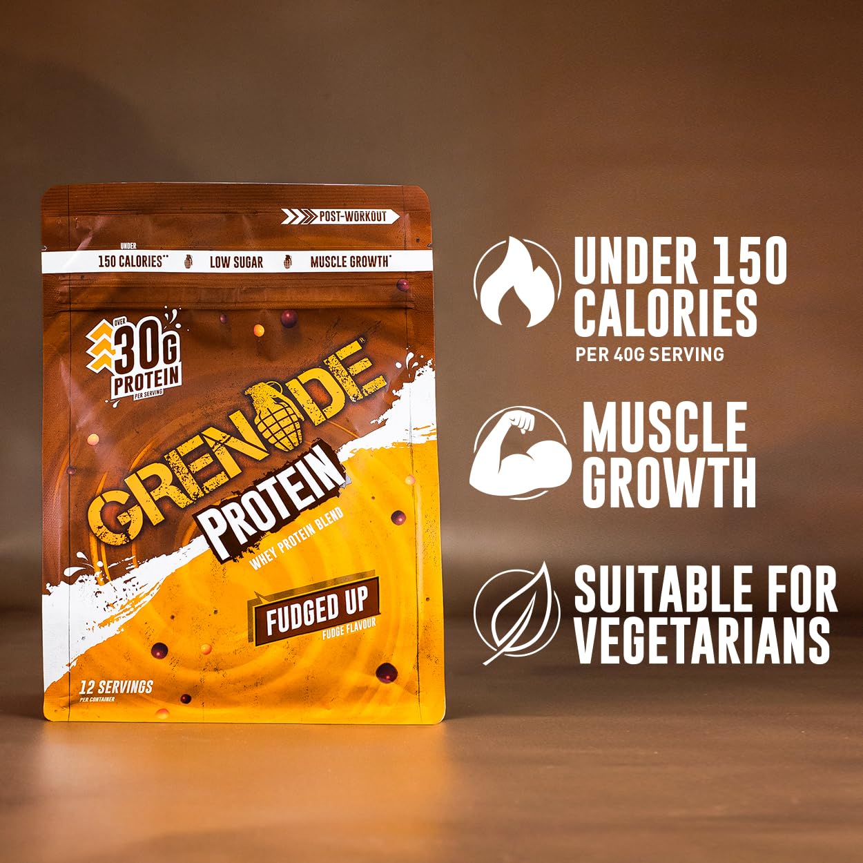 Grenade Protein Powder, Whey Protein Blend with 30g Protein per Serving, High Protein, Low Sugar (12 Servings) - Fudged Up, 480 g (Pack of 1)