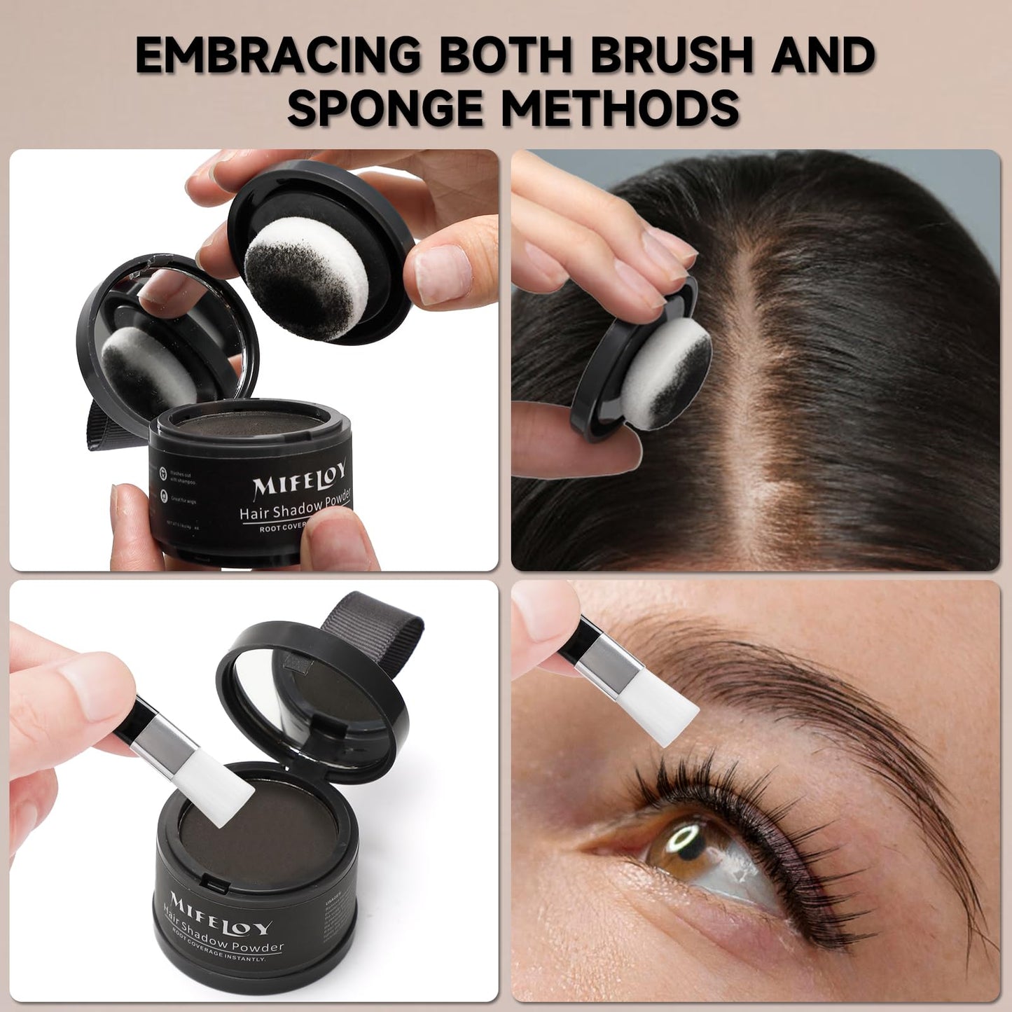 Mifeloy MIFELOY 2 Set Root Cover Up Powder, Medium Brown, Touch Up Hair Color for Grey, Coverage Powder for Thinning Grays Hairline, Concealer for Beard Line Eyebrow, Instantly Conceals Hair Loss