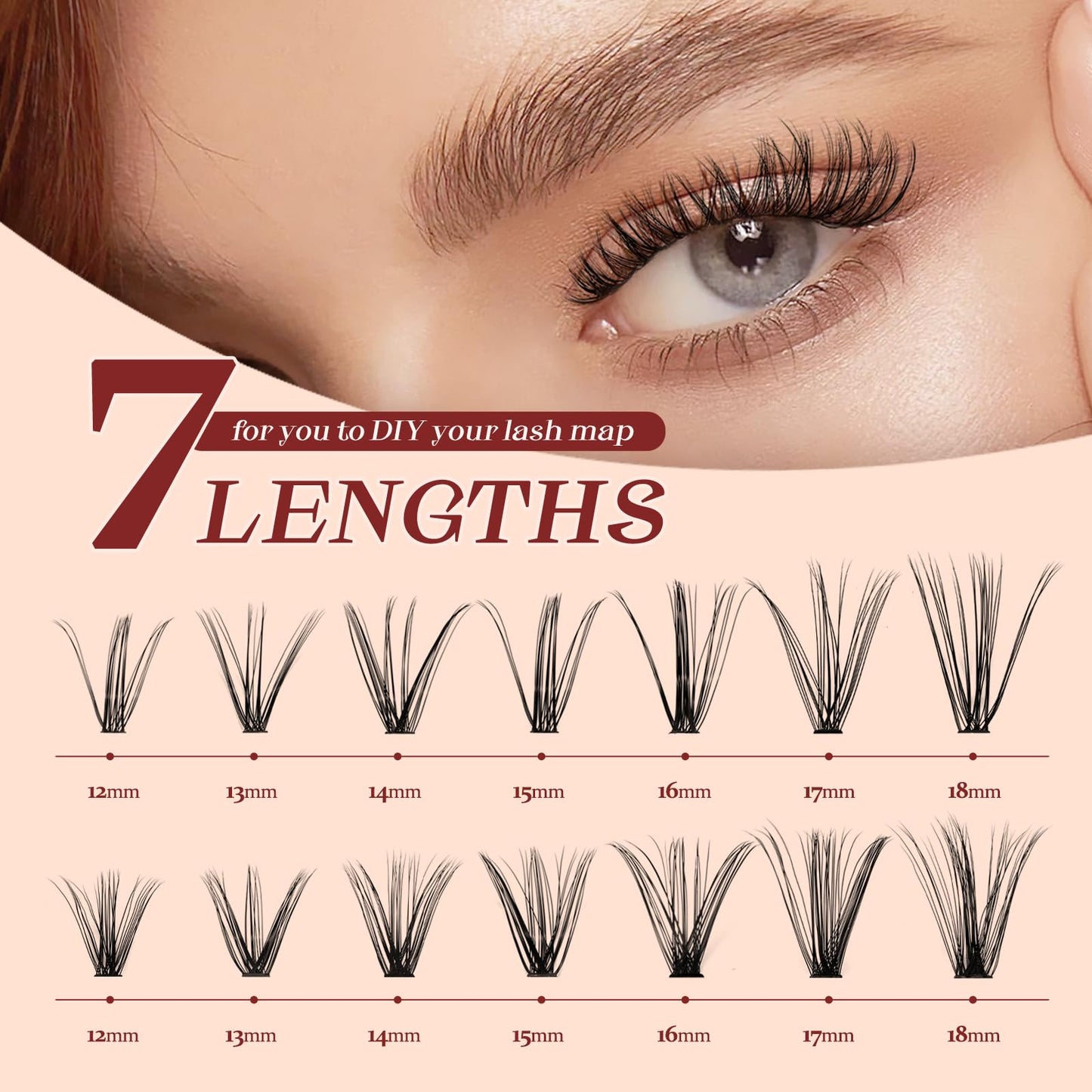 Higu clace 320PCS Lash Clusters D Curl 30D+40D 0.07mm 12-18mm DIY Individual Lashes Cluster Wispy Lash Clusters Matte Black Natural Look DIY Eyelashes at Home (30D+40D-0.07D-12-18MIX)