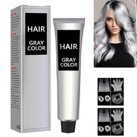 GNAUMORE Silver Gray Hair Dye,Silver Gray Natural Hair Dye Cream,Fashion Permanent Color Cream,Silver Gray Natural Hair Color Cream,Unisex Silver Hair Dye,Grey Permanent Hair Dye, with Two Hair Dye Kits
