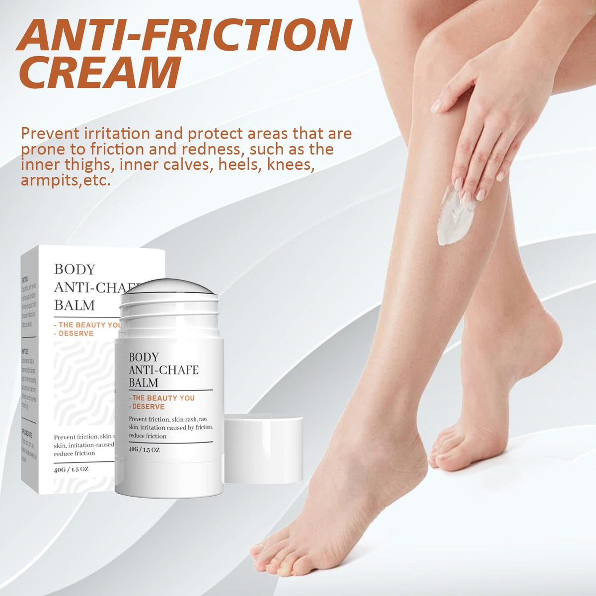 Nadiaen 2 Pack Anti Chafe Balm Chafing Cream, Body Glide, Anti Chafing Stick - Thigh Chafing Prevention Breathable & Sweat Resistant Chub Rub for Heat & Sport 40g