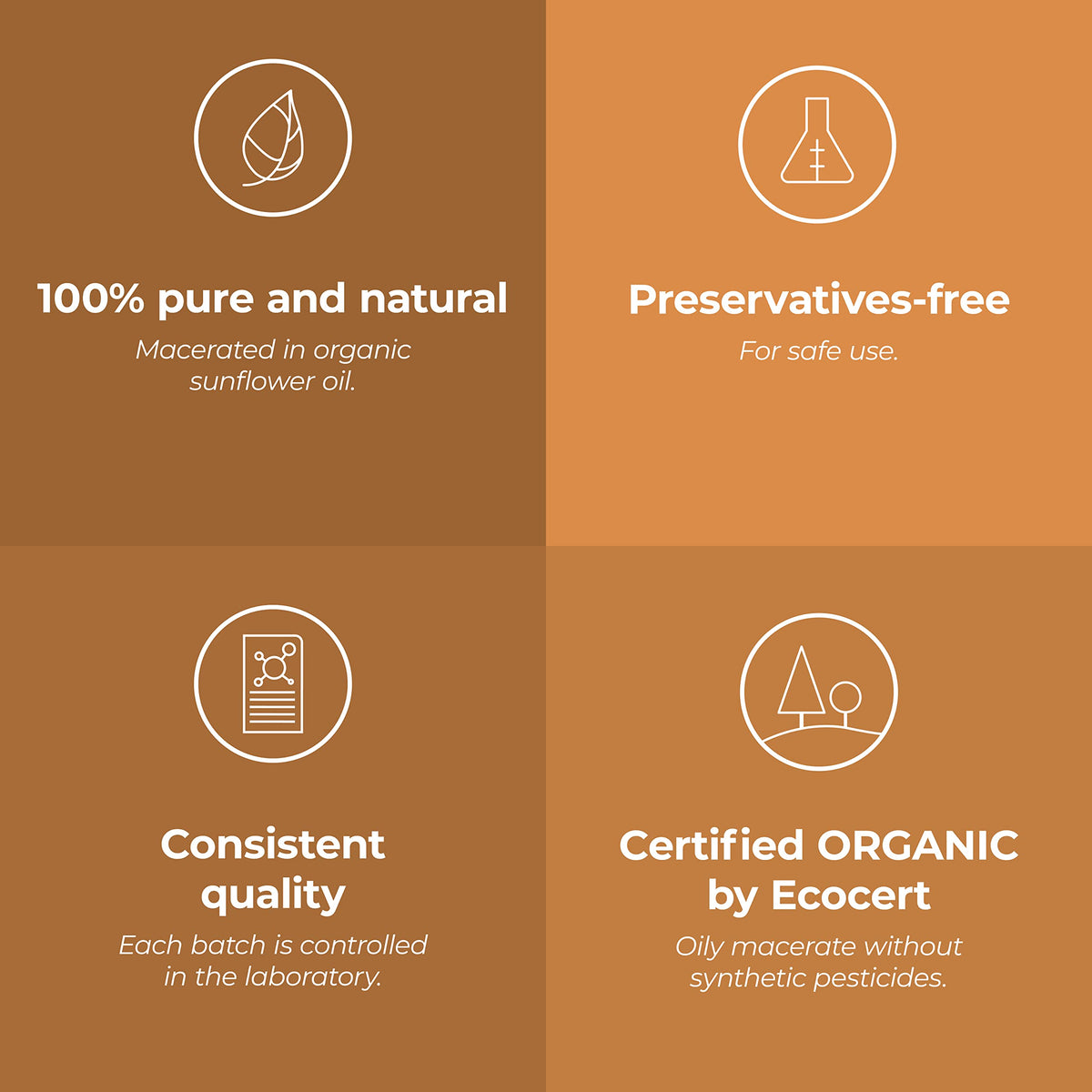 Aroma Labs ORGANIC - CALENDULA Infused Oil - 50mL - 100% Pure, Natural And Cosmos Certified - AROMA LABS (French Brand)