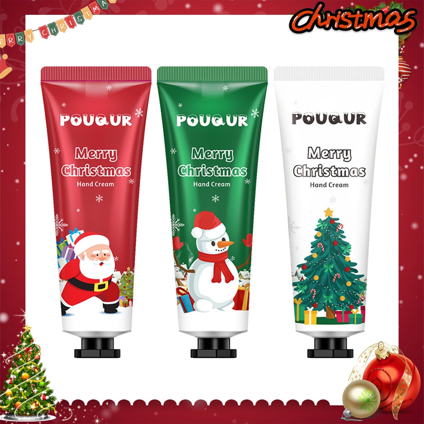MINSHZEE 5 Piece Christmas Hand Cream Set, Hand Cream Gift Set, Botanical Scented Hand Cream, Natural Ingredients, Non-Greasy, Fast Absorbing For Moisturizing and Nourishing