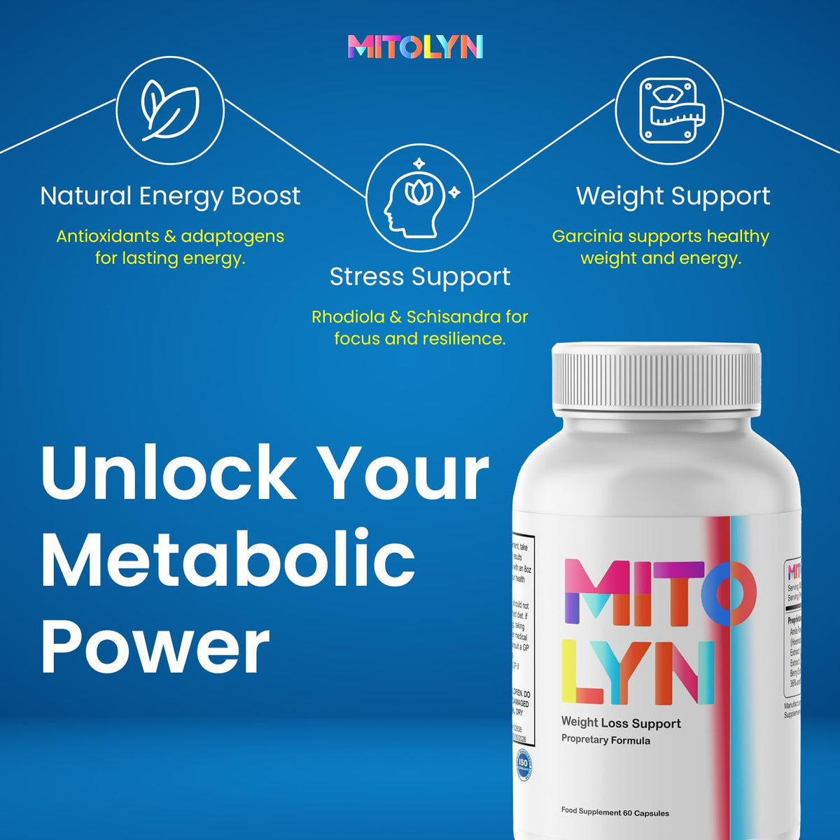 Mitolyn - Natural Energy & Stress Support Supplement, Food Supplement, Vegan, 60 Capsules, Supports Weight Management,Slim Warriors