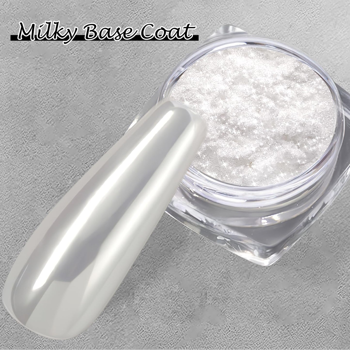Upgrade Glassy Pearl Nail Powder - GJNL High Gloss White Pearlescent Chrome Powder, Glazed Donut Clear Moonlight Effect Iridescent Powder for Nails