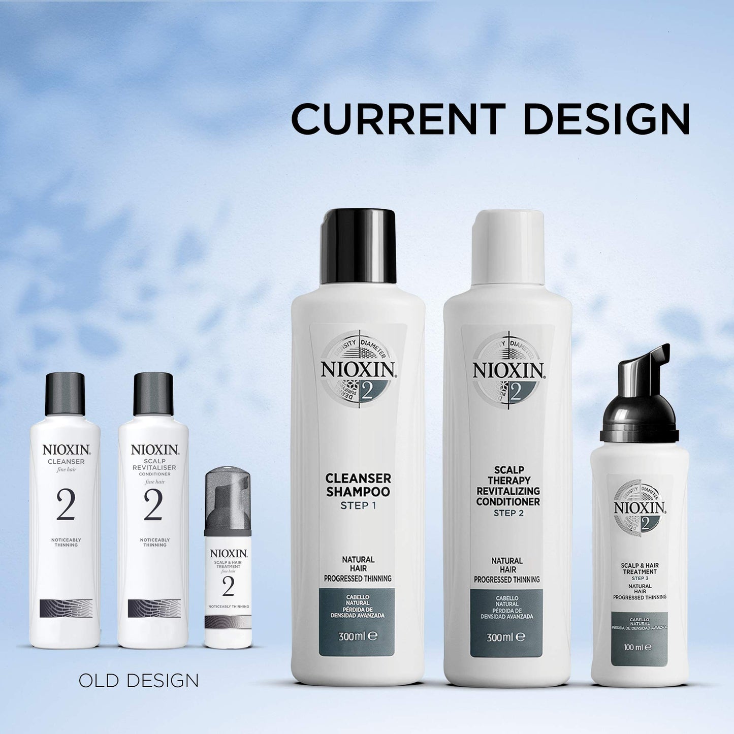 Nioxin 3-Part System, System 2 Natural Hair with Progressed Thinning, Hair Thickening Treatment, Scalp Therapy, Trial Kit