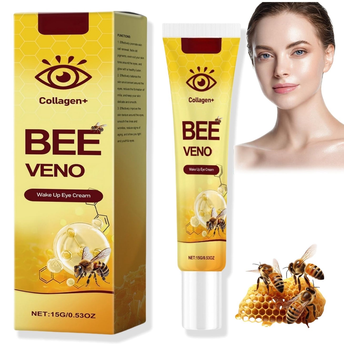 Bee Ven-om Eye Cream,Collagen Bee Veno-m Wake Up Eye-Cream,Wrinkle Removal Skin Treatment Cream,Be-e Ven-om Wrinkle Removal Cream,Ey-e Cr-eam Anti Aging,Under E-ye Cre-am,Firming Ey-e Crea-m
