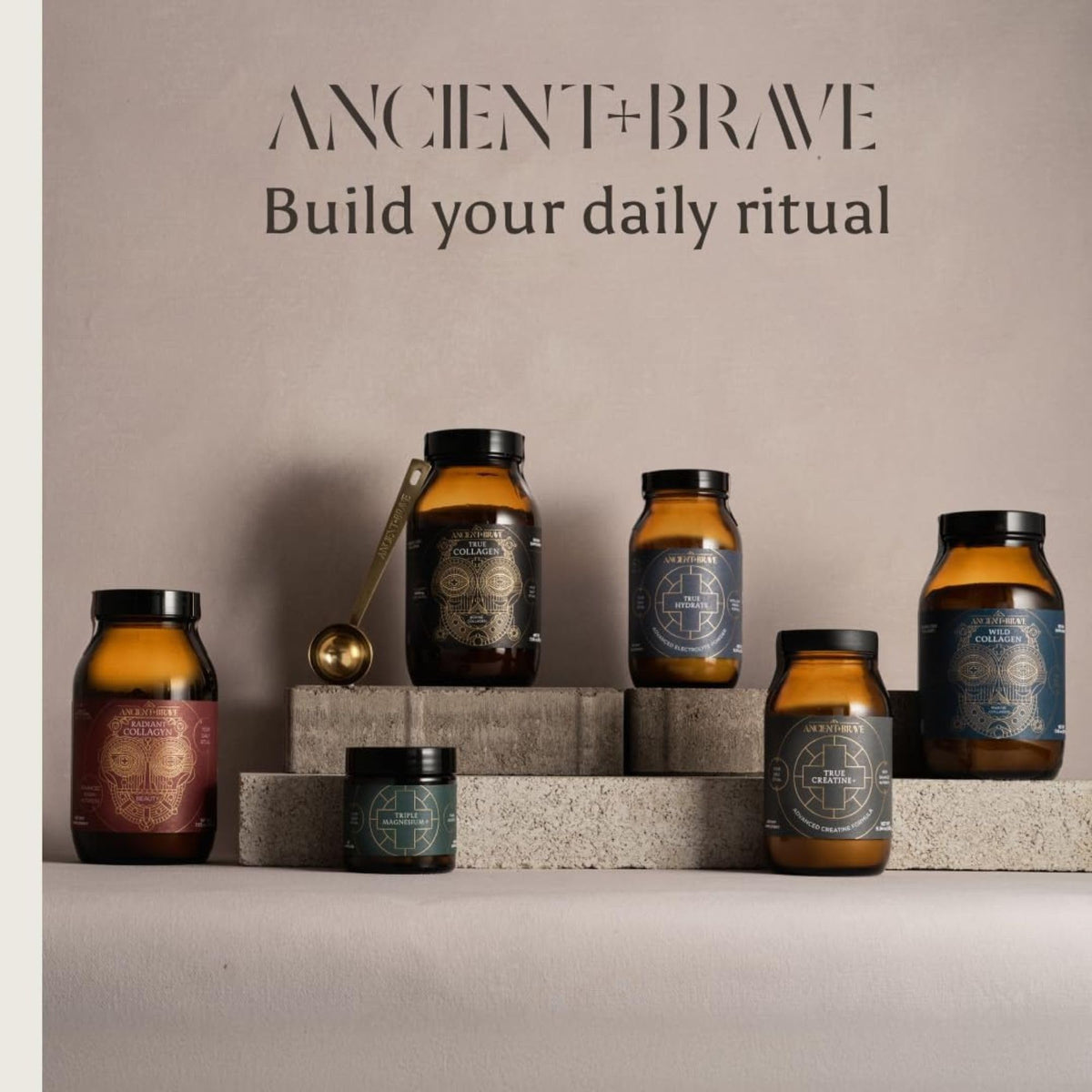 Ancient + Brave True Collagen 200g - Bovine Collagen Powder - 100% Hydrolysed Collagen Peptides (Type I) - High Protein, Fasting & Keto Friendly - Neutral Tasting - 30 Day Supply