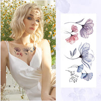 Jeffdad 20 Sheets Flowers Temporary Tattoos Stickers, Watercolor Floral Fake Tattoos for Women's Body Art Arm Back