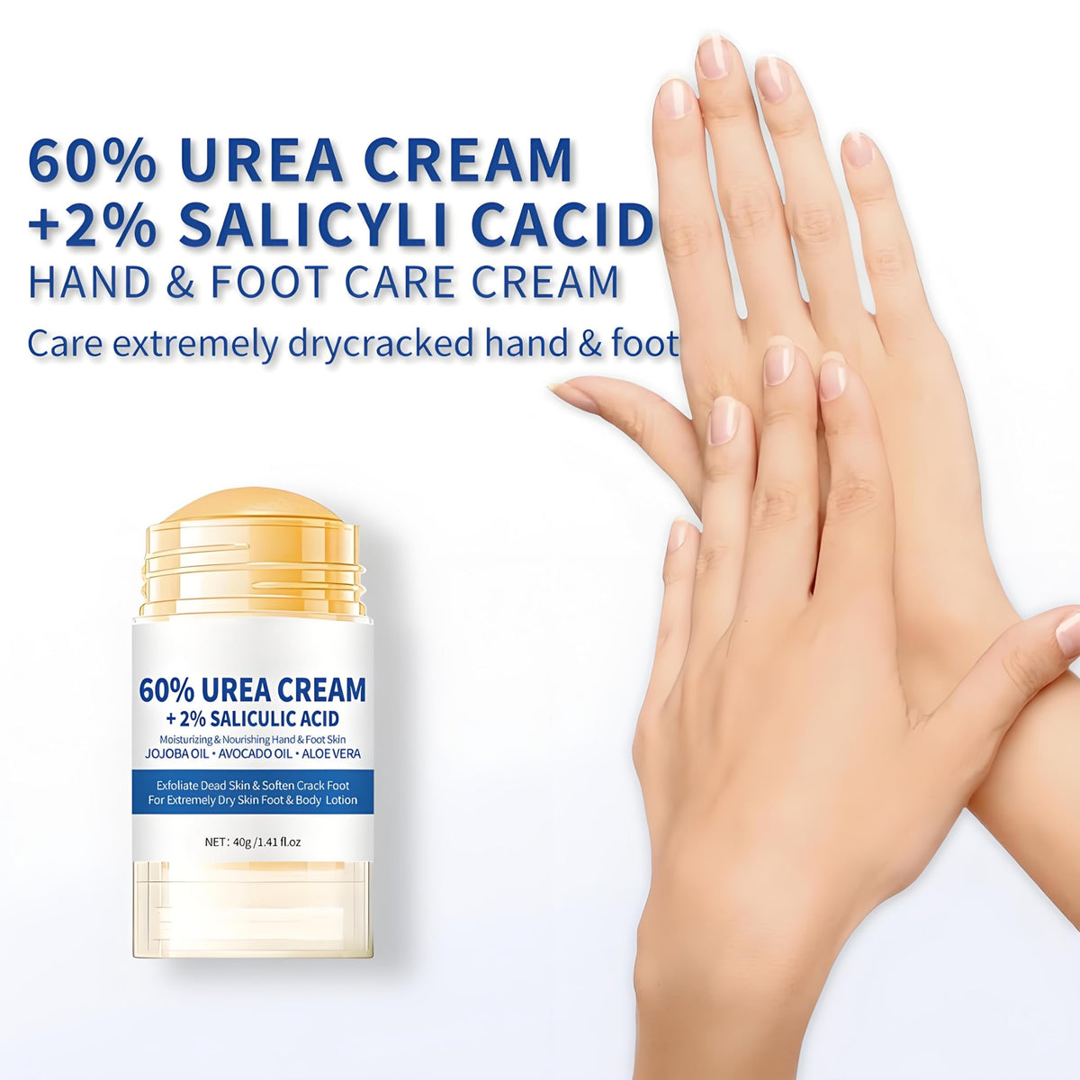 ZoeyShine 60% Urea Foot Cream for Cracked Heels and Dry Skin, Cracked Heel Cream, Skin Care Hands & Feet, Fast Absorbing Non-Greasy Formula with Moisturizing Ingredients