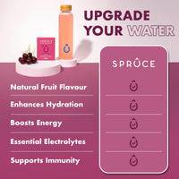 Spruce Sugar-Free, Low Calorie Water Enhancer With Ginkgo Biloba – Antioxidant – Supports Cognition, Focus & Memory, Hydration Powder With Vitamins & Minerals - Black Cherry, 12 Sachets