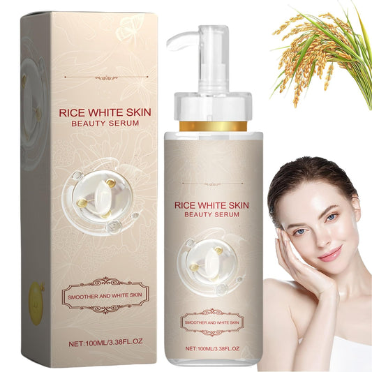 100ml Organic Rice Serum,Face Serum Brightening Serum,Anti-Wrinkle White Rice Face Serum,Rice Hyaluronic Acid Serum for Face,Face Moisturizer For Women,Hydrate & Plump Skin,Rice Hydrating Serum