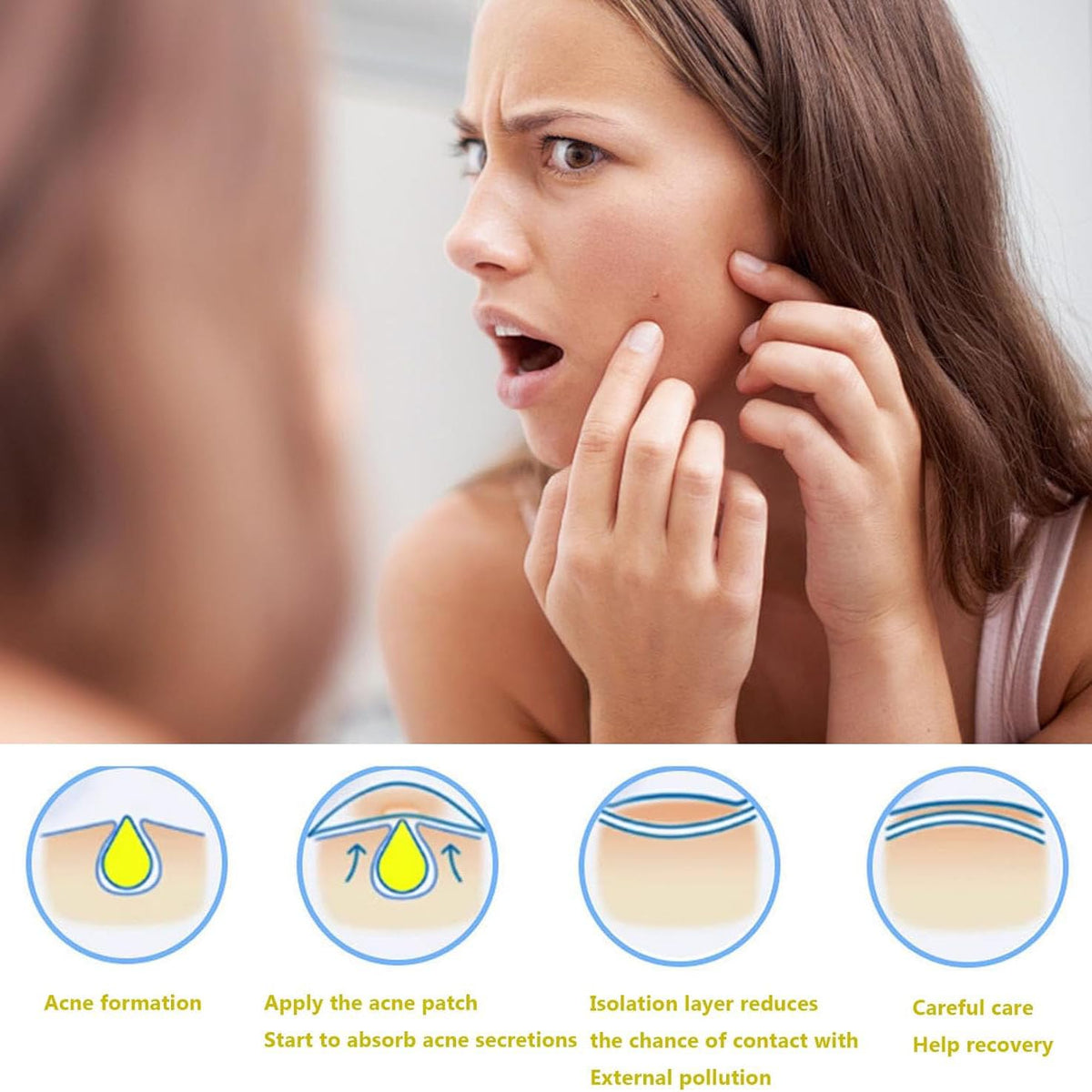 DERDOUT 3 boxes of 3 colors of water-based gel acne patches, absorb liquids and reduce redness and swelling, cute star shaped (32 pills per box)