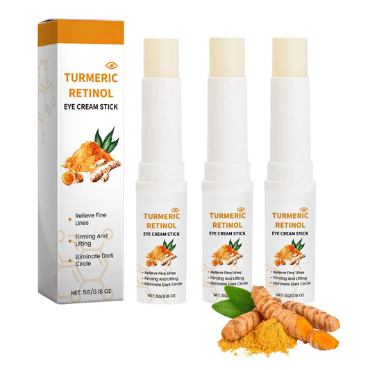 Trendyfave Turmeric Retinol Eye Stick, Eye Cream For Dark Circles And Puffy Eyes, Eye Cream Anti Aging,For Fine Lines，Eye Bags Remover, Anti Wrinkle,Dull Eye Skin, Moisturizing, Firming, Hydrating,3pcs