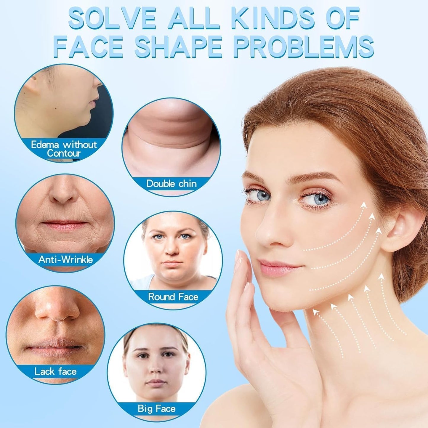 DAMIGHT 5Pcs Chinology Double Chin Lifting Mask, V-Line Lifting Mask, Anti Aging Collagen Face Masks, V Shape Face & Neck Sculpting Tape for Firming & Tightening Skin