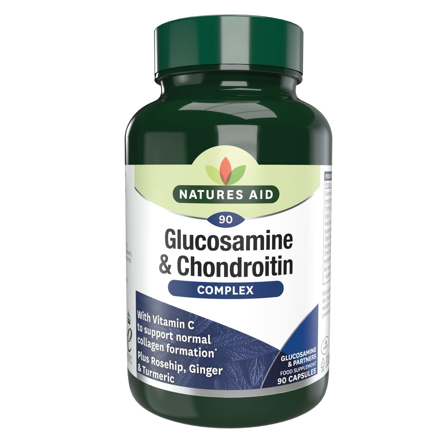 Natures Aid Glucosamine and Chondroitin Complex with Rosehip, Ginger, Turmeric and Vitamin C, 90 Capsules