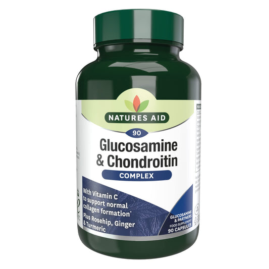 Natures Aid Glucosamine and Chondroitin Complex with Rosehip, Ginger, Turmeric and Vitamin C, 90 Capsules