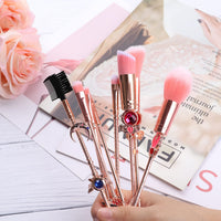 Boyigog Makeup Brushes Set Moon, Kawaii Cosmetic Brushes Pink Portable Make up Brushes Basic Set with Storage Bag Novelty Gift for Girl Women (Style B)