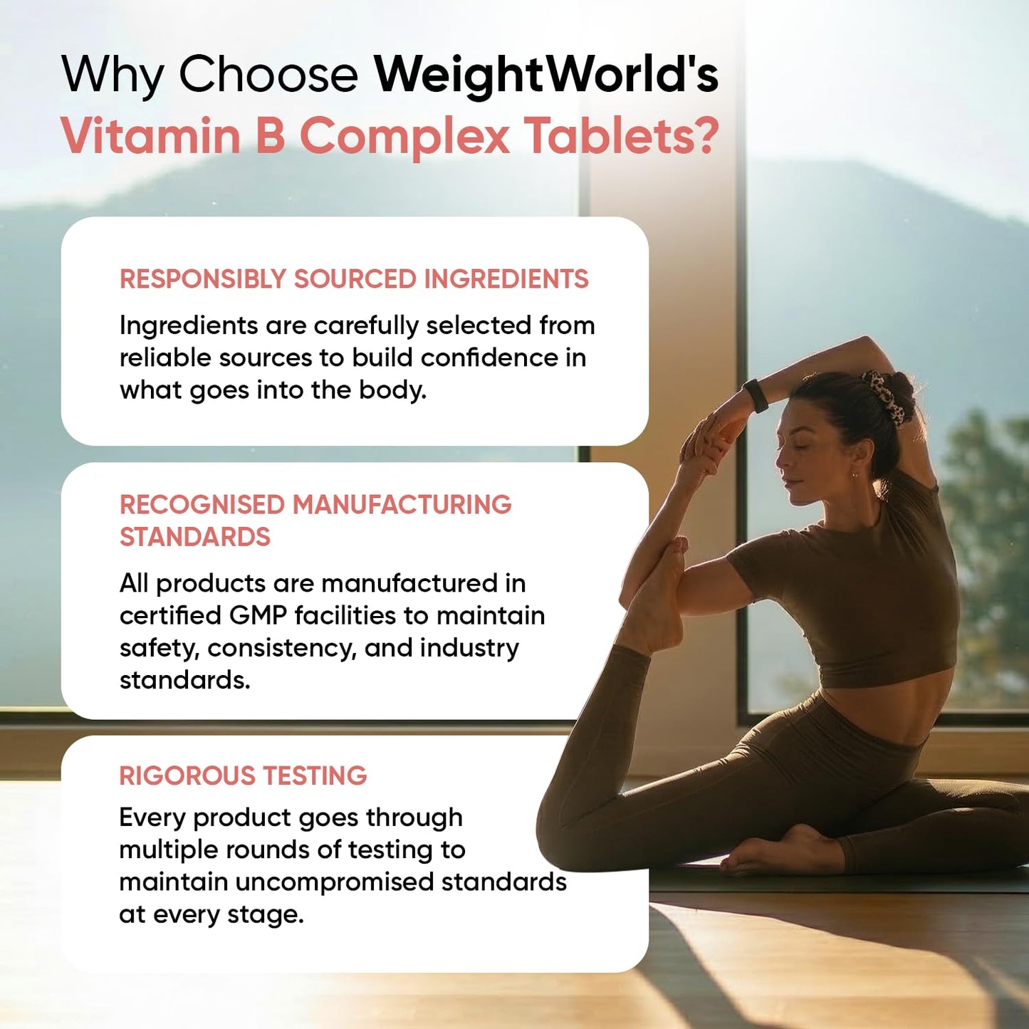 WeightWorld Vitamin B Complex Supplement - 365 Tablets - 1 Year Supply - with All 8 B Vitamins & VIT C - 1 Tablet-a-Day - Non-GMO, Gluten-Free & Vegan-Friendly - for Men & Women