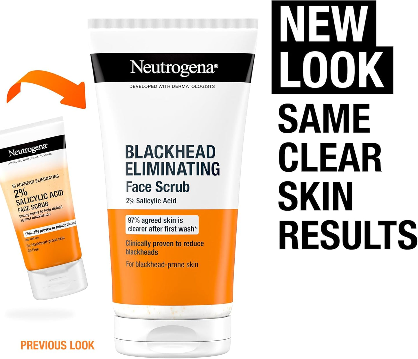 Neutrogena Blackhead Eliminating Facial Scrub, Clear, 150 ml / 5 fl oz