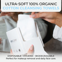 Isoclean ISOCLEAN Soft Cotton Disposable Face Towel – Textured Dry Wipes for Makeup Removal & Facial Cleansing – Ultra Absorbent, Dual-Texture Face Cloth for Sensitive Skin, No Fragrance - Box of 60